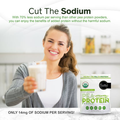 Organic Pea Protein Powder | Unflavored, Reduced Sodium