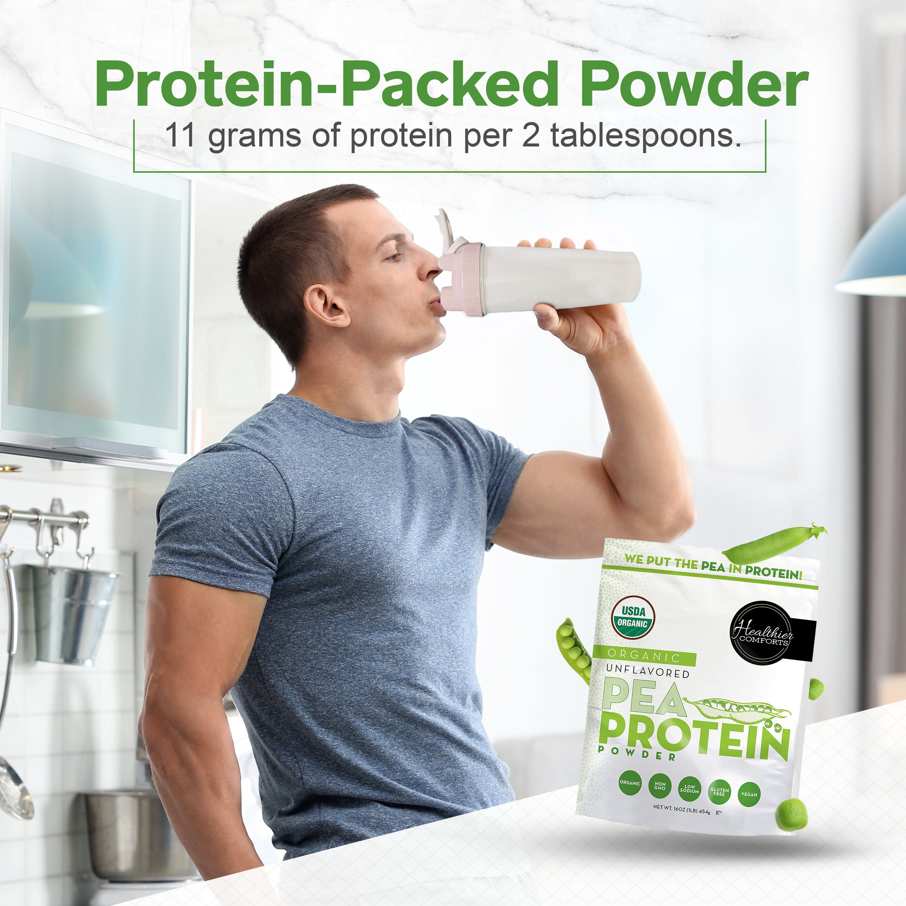 Organic Pea Protein Powder | Unflavored, Reduced Sodium